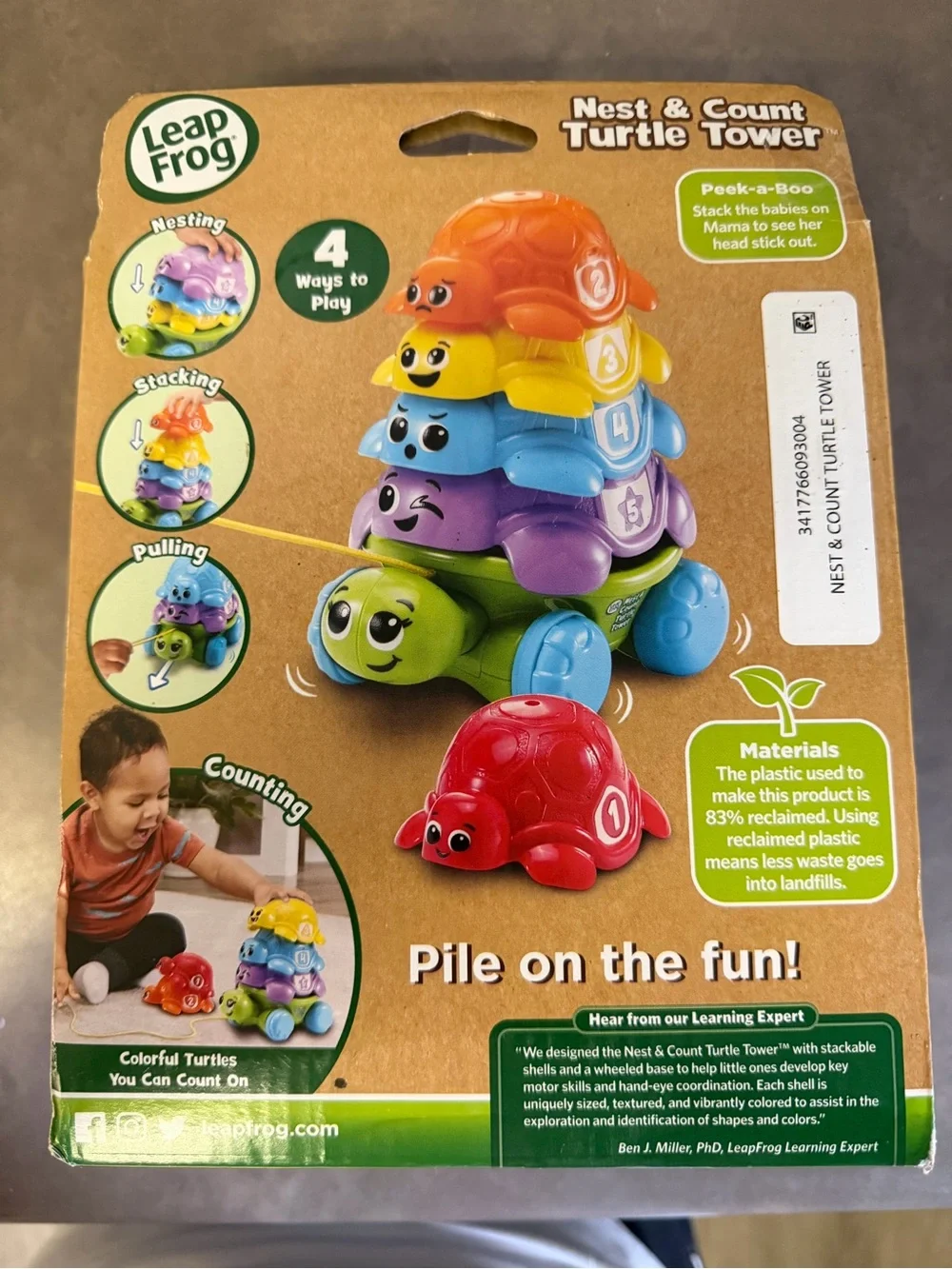 Leap Frog Nest & Count Turtle Tower - Rainbow Stacking Toy